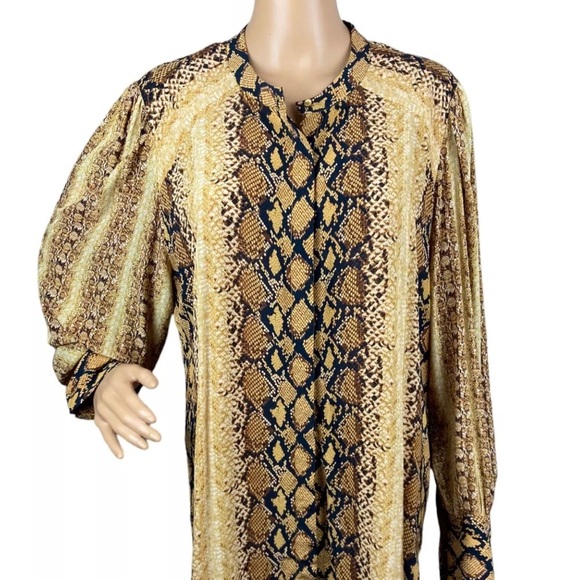 Joie Snake Animal Print Button Down Long Sleeves 100% Viscose Blouse Top Size M‎ - Picture 6 of 8